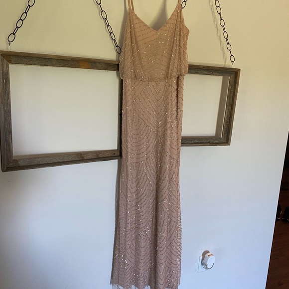 Adrianna Papell-ART DECO BEADED BLOUSON GOWN IN BLUSH - Picture 4 of 7